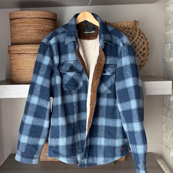 JACHS  Outdoor Wool Blend Jacket Sherpa Lined Flannel Look - Picture 1 of 8